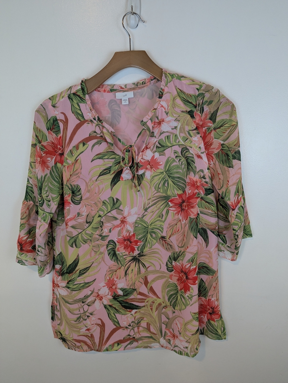 J. Jill Tropical Floral Print Tunic Top, Sz Petite Sm